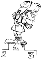 A coloring page of games and activities